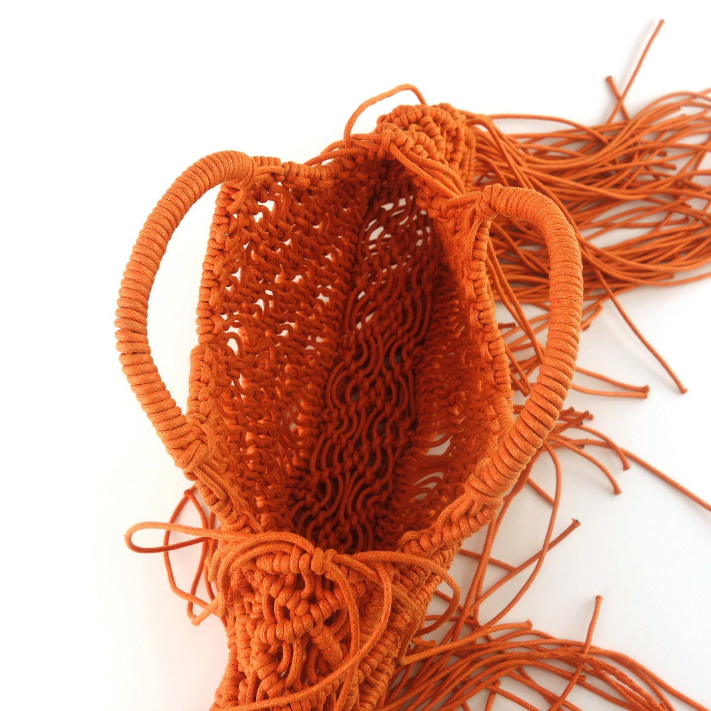 Wax Rope Hand-woven Bag With Tassels For Ladies Portable