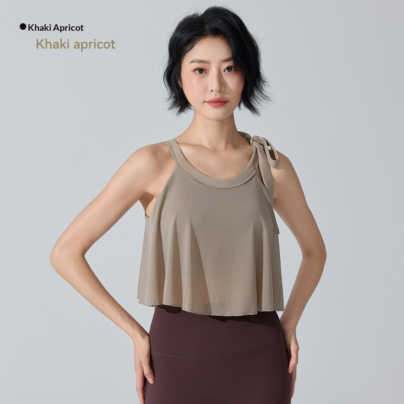 Womens Underwear Beautiful Back Anti-Shock One-Piece Fixed-Cup Mesh Bra Vest Fitness Yoga Wear