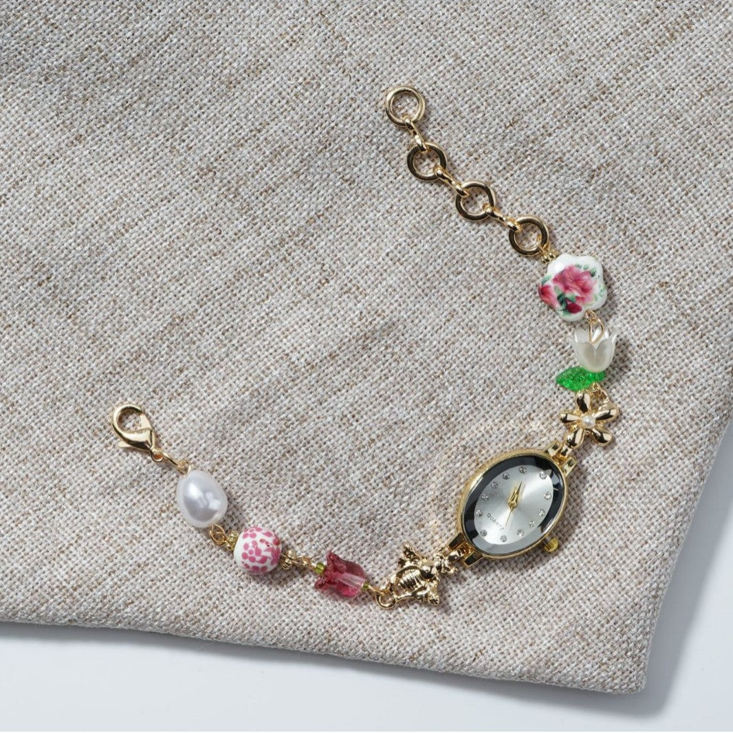 Elegant lys luksus diamantbesat vintage ovalt ur