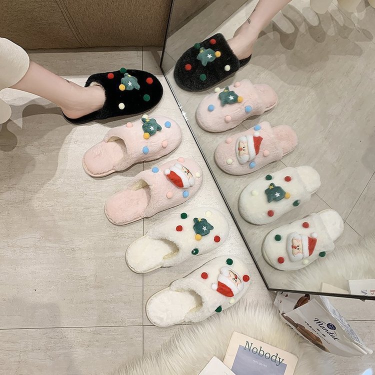Santa Claus Slippers Women's Flat Baotou