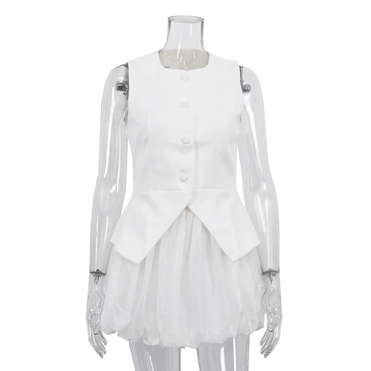 Stylish And Minimalist Sleeveless Womens Suit