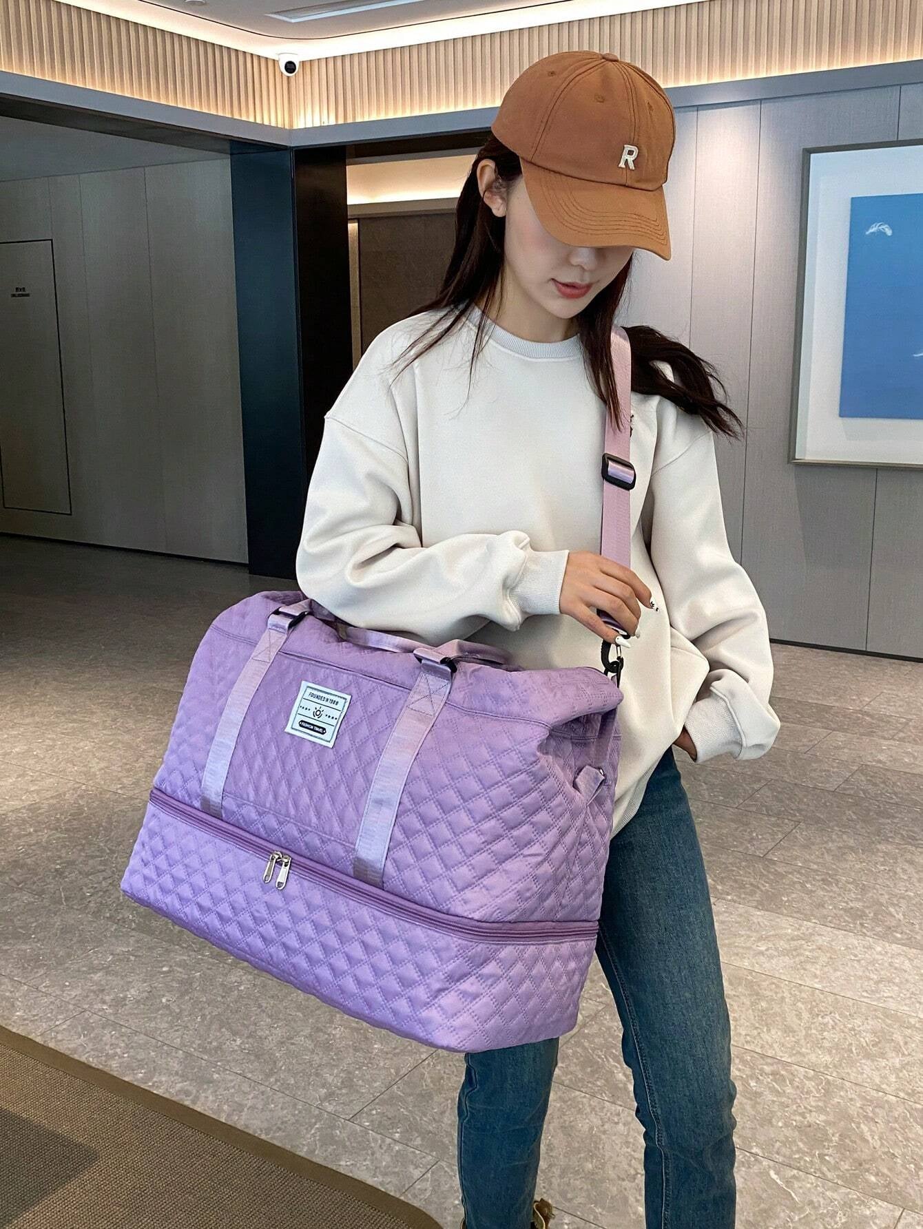 2PCS Large Capacity Travel Duffel Bag, Wet and Dry Separation Fitness Bag, Weekend Overnight Shoulder Bag, Hospital Necessary Mommy Bag, Travel Bag, Holiday Bag, Weekend Bag, Overnight Bag, with a Pull Bar Bag, with Shoe Storage, Durable Boarding Bag, Cosmetics Storage Bag