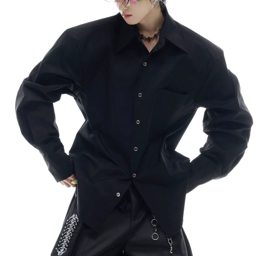 Niche Deconstruction Backbone Embroidered Tie Shirt