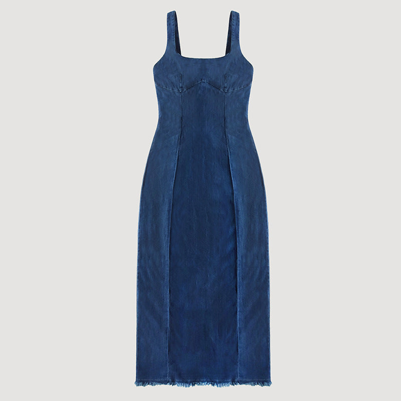 Summer Slimming Blue Denim Suspender Dress