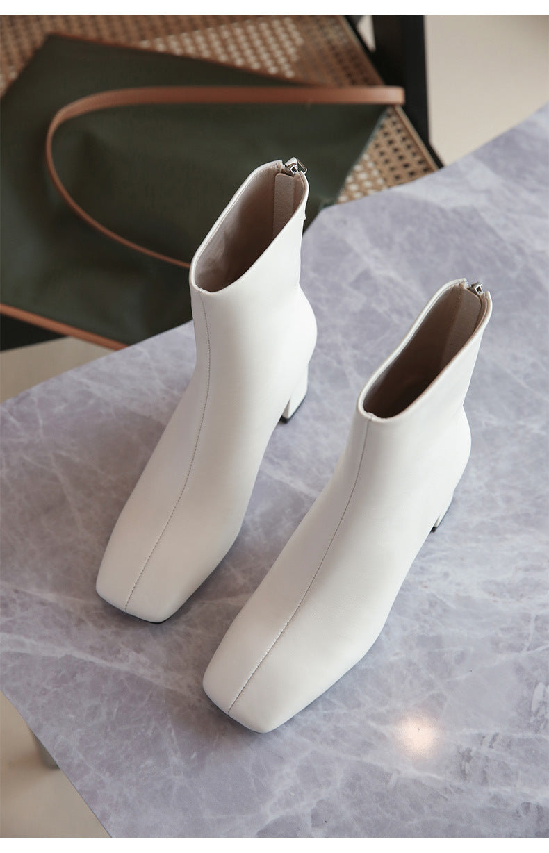 Elegant Intellectual And Simple Basic Cowhide Boots