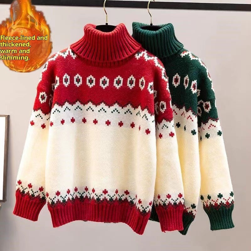 Loose Christmas Turtleneck Female Knitting Sweater