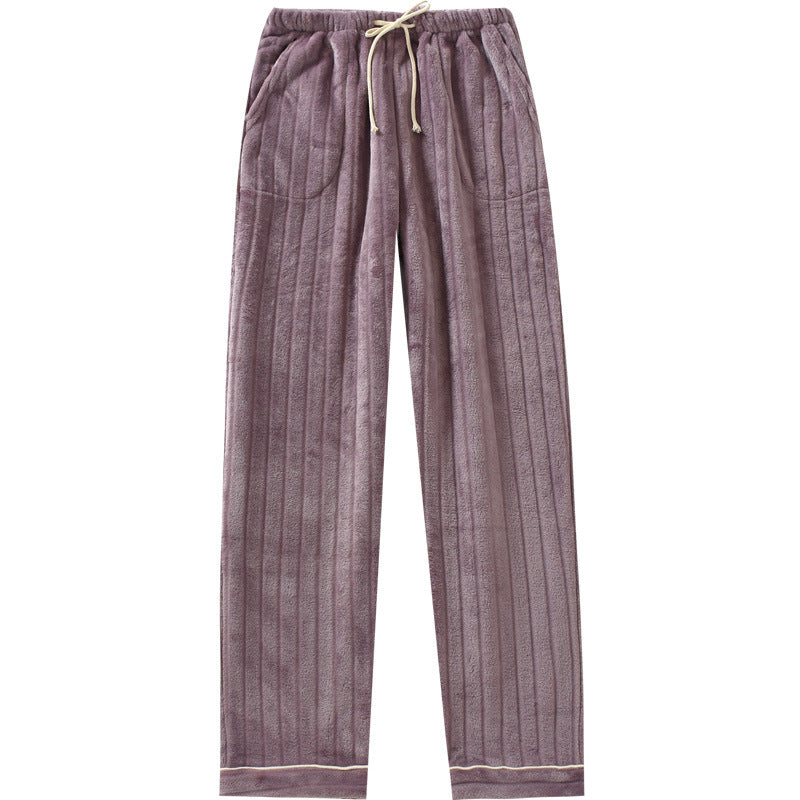 Couple Flannel Home Pants Trousers Thick Coral Fleece Warm Pants Men Plus Size Pants
