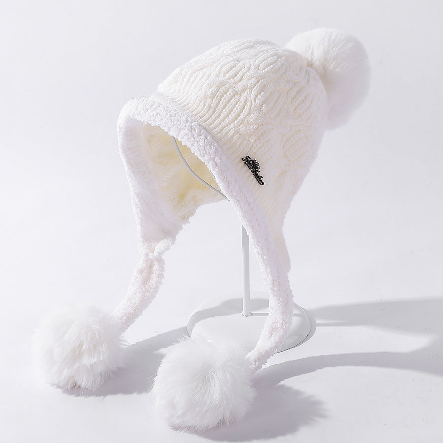 Ladies Autumn And Winter New Style Stitching Lamb Wool Hat