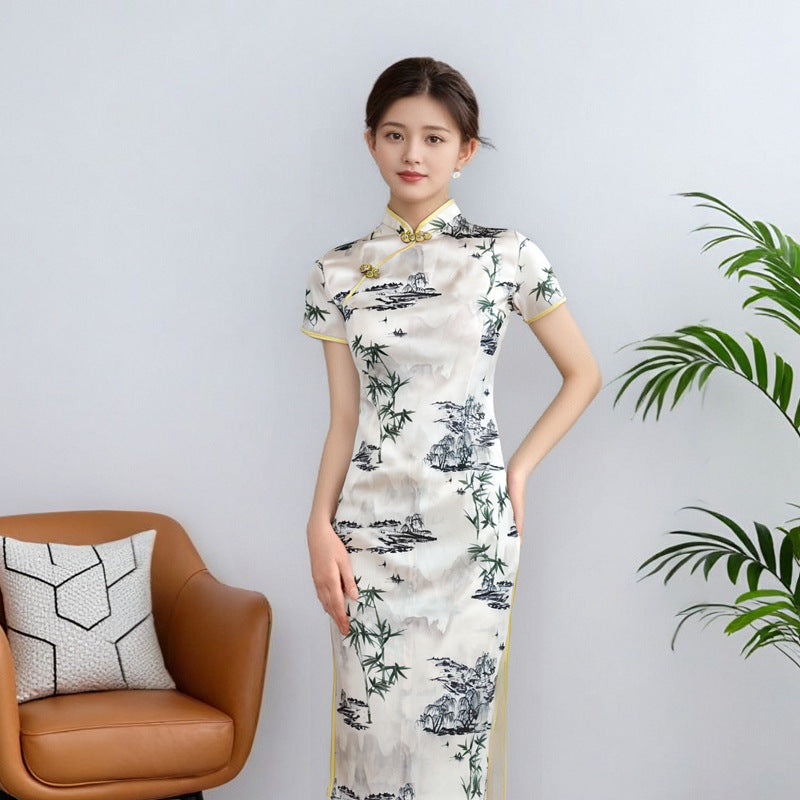 New Summer Cheongsam A Long Vintage-style Youthful And Modernized Dress