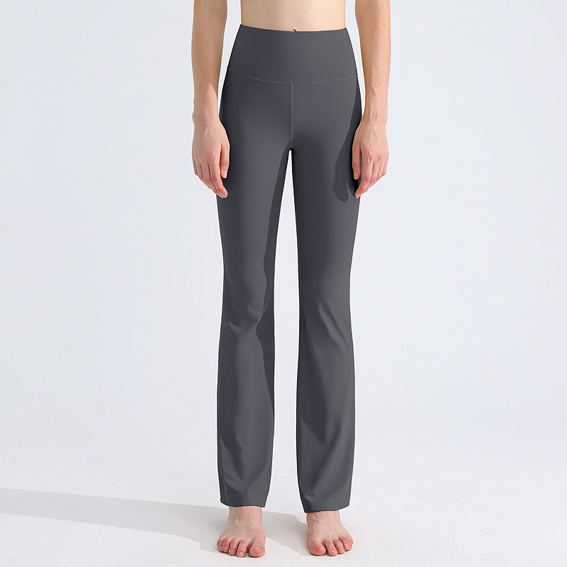 Antibacterial Sports Yoga Pants Female High Elastic Nude Feel Moisture Absorption Quick-drying Bell-bottom Pants