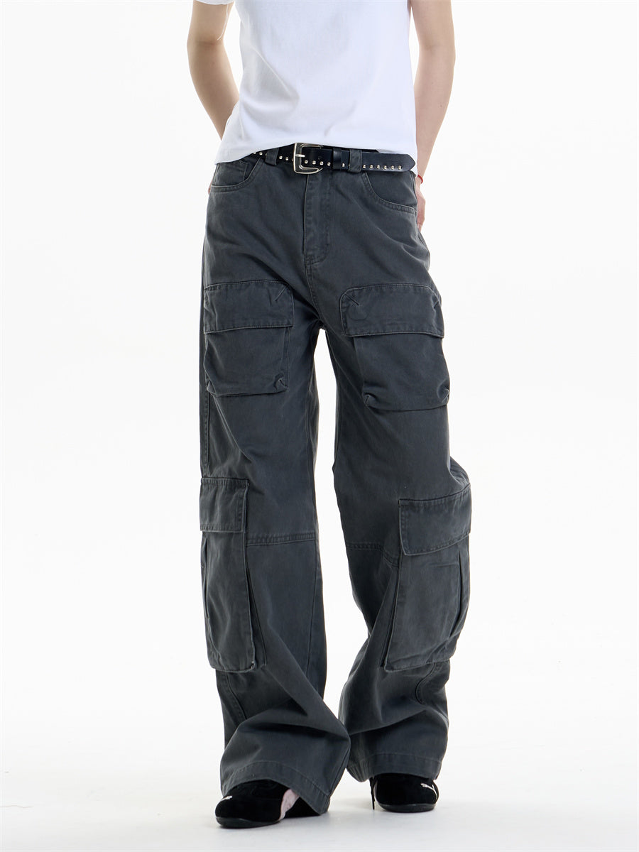 Multi-pocket Cargo Pants Women's Loose Wide Leg Straight Casual Pants
