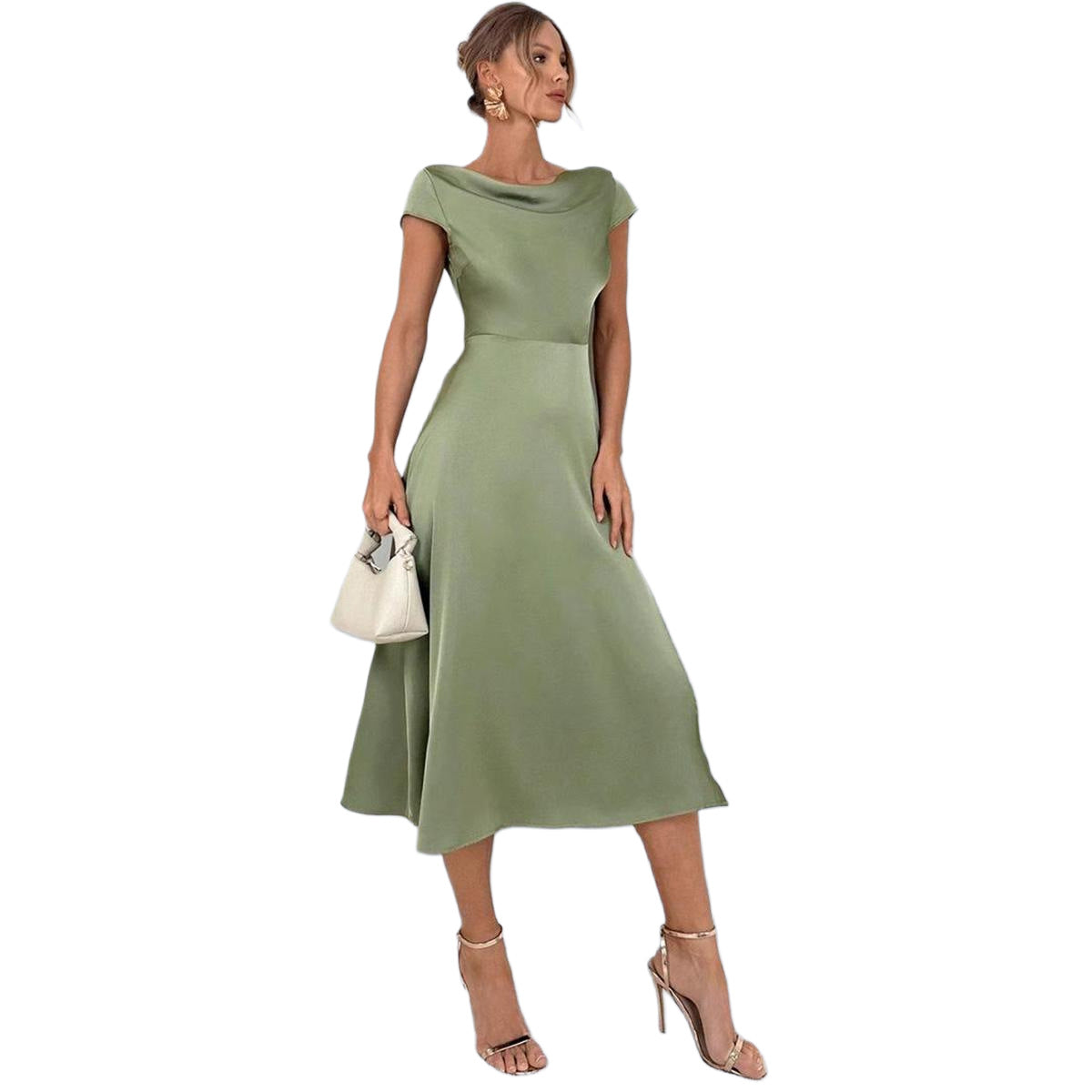Women's Slim-fit Split Short-sleeve Dress