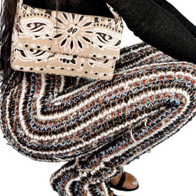 Women's Fashion Casual Coarse Woven Contrast Pants