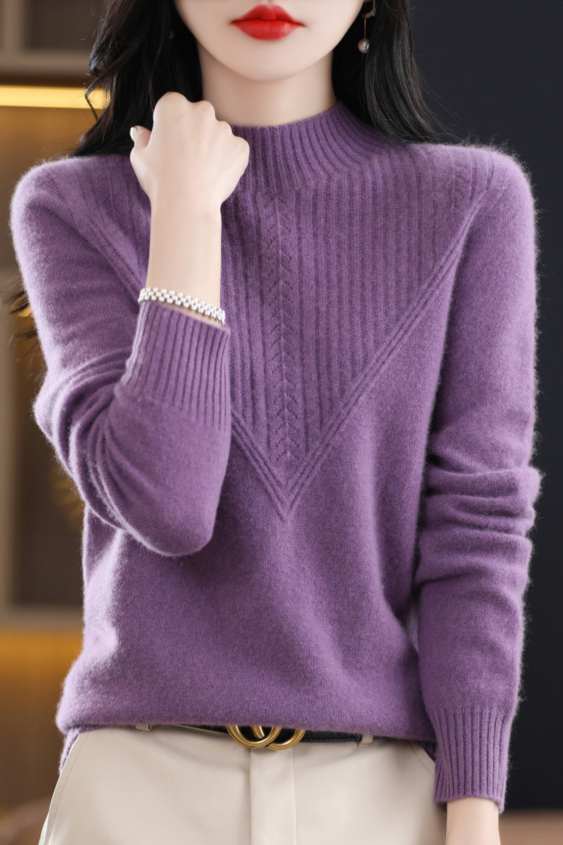 Front Line Færdiglavet Tøj Uld Halv Turtleneck Udhulet Sweater Underdel Top