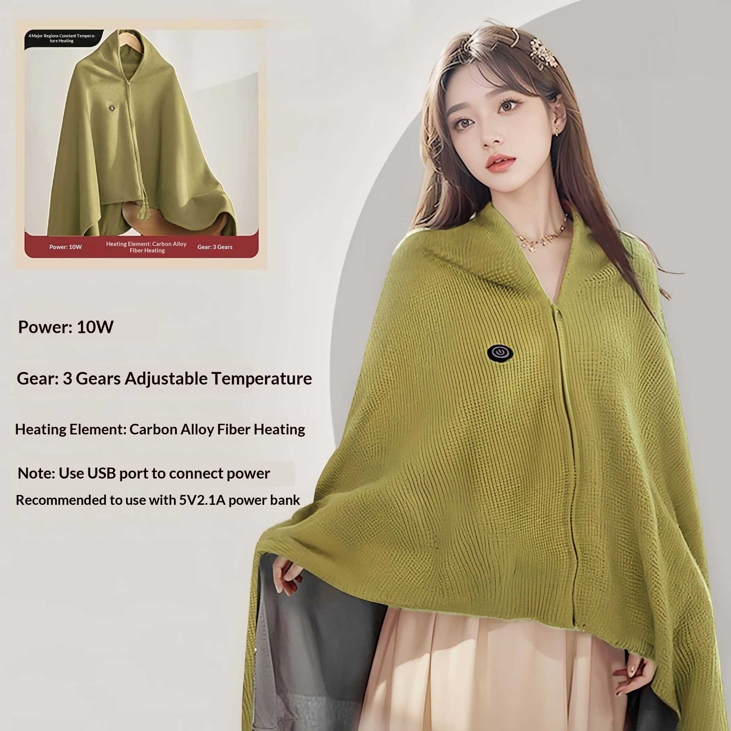 Outdoor Warming Heated Blanket Shawl