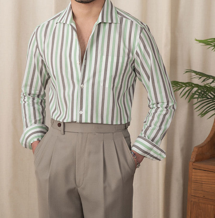 Men's Business Casual Cotton Striped Shirt