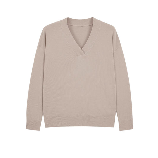 Damer V-hals Løs Blød Klæbrig Dovne Stil Langærmet Sweater