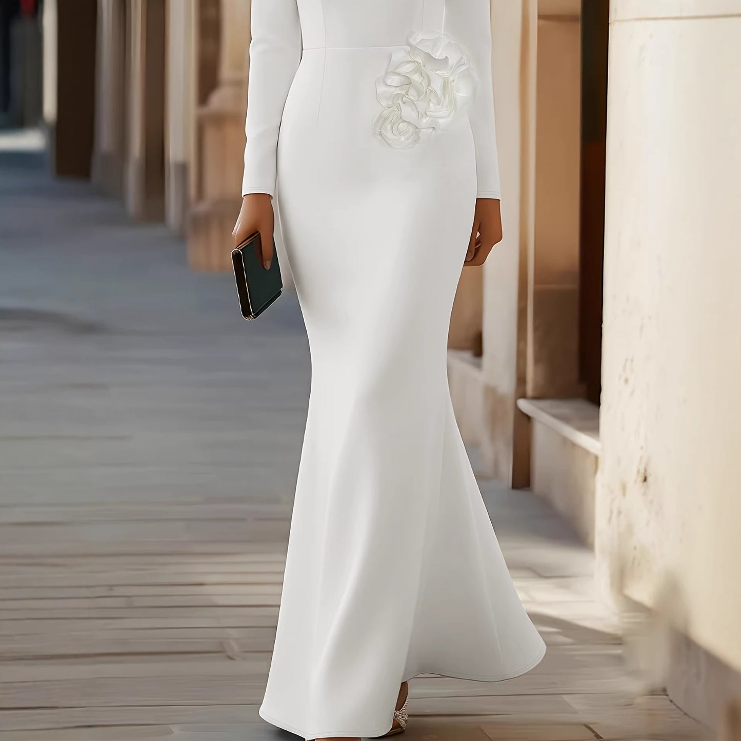 Three-dimensional Floral Bodycon Mermaid Dress