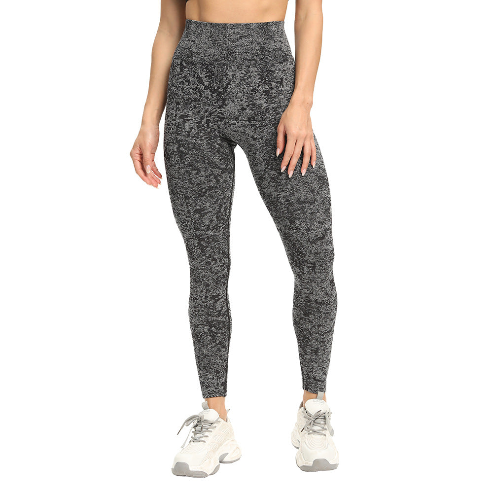 Nylonstrikkede fugttransporterende sportsfitness slim leggings til kvinder – yogabukser