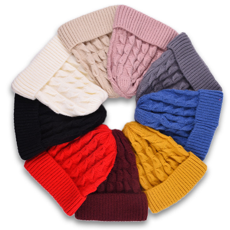 Autumn And WinterSolid Color Beanie  Set