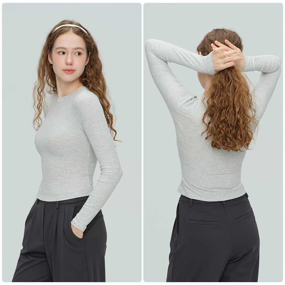 Yoga Langærmet Sports T-shirt til Kvinder, Slank Pasform, Tyndt Fitness Tøj