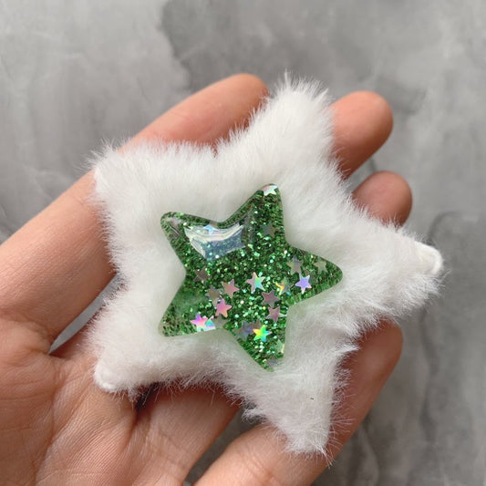 Big Flurry Sparkle Stripe Black Blue Red Green Star Hair Clip