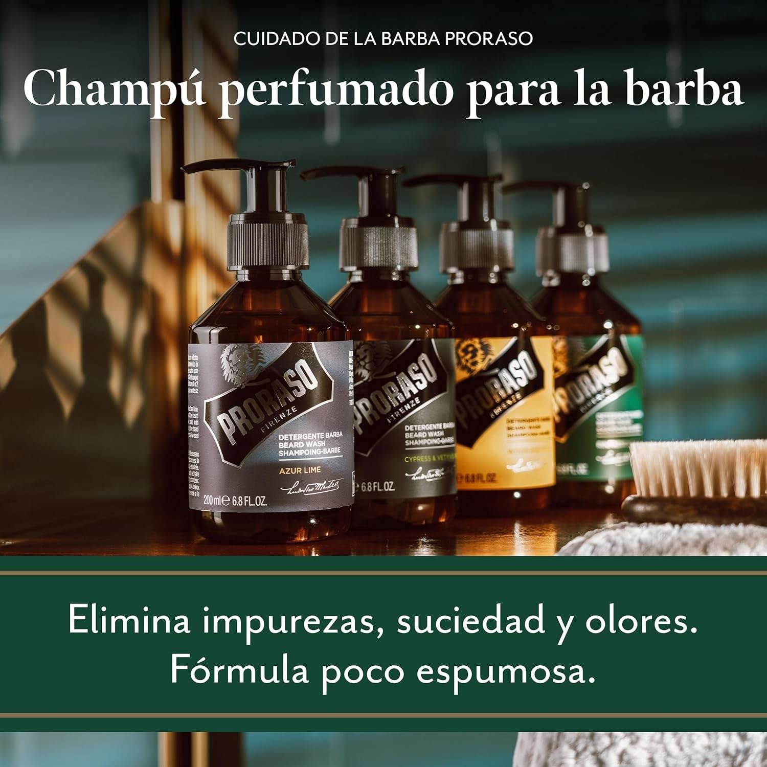 Proraso Champú Barba Wood & Spice, 200 Ml, Champú Hidratante Profesional Para El Cuidado Barba Hombre Que Elimina Las Impurezas Y Limpia Eficazmente