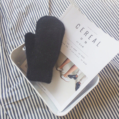 Rabbit Fur Plus Velvet Padded Warm Gloves For Cold-proof Riding
