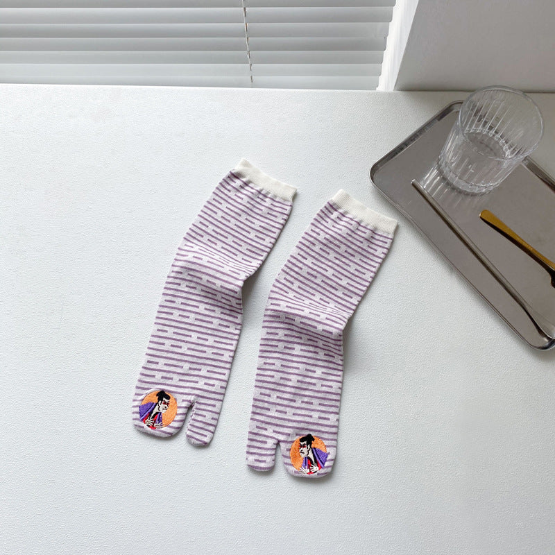 Split Toe Two Women Spring And Autumn Tube Socks