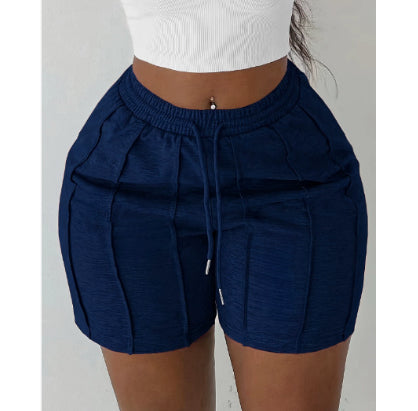 Women's Summer Solid Color Casual Drawstring Shorts