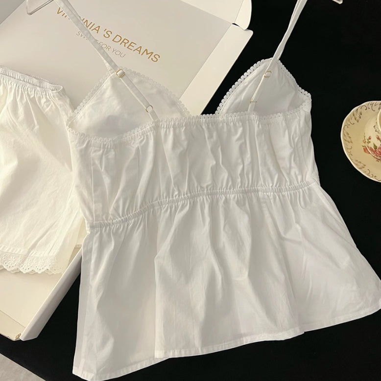 New Sexy Bow-Knot Lace Trim Loungewear Set