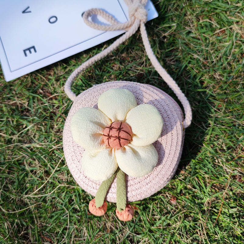 Grass Woven Bag For Children's Cute Crossbody