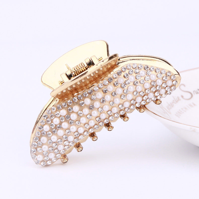 Enkel Elektrobelagt Perle Rhinestone Måneklips Barrergreb Mellem Plastikgreb