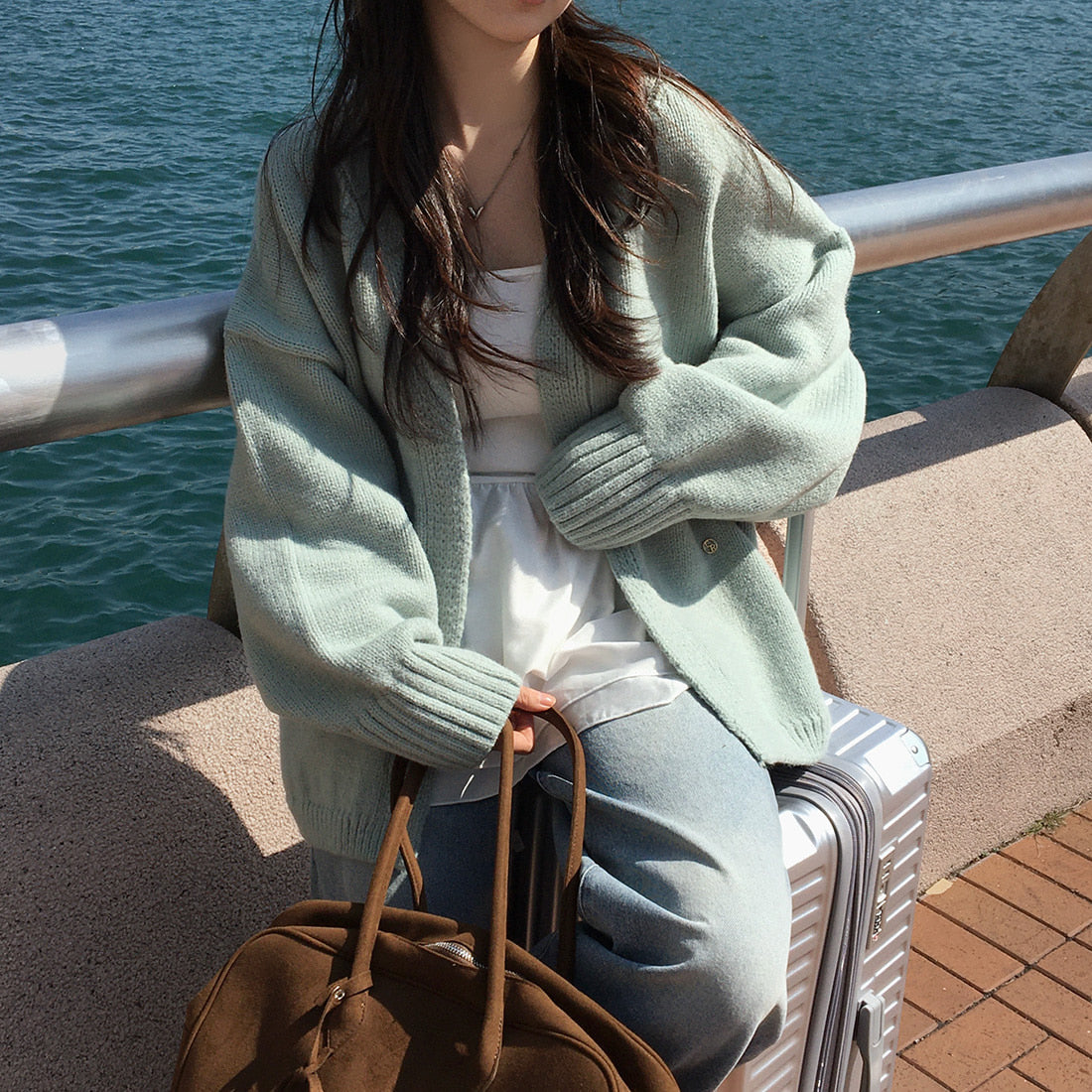 Sweater Coat Women's Loose Long-sleeved Knitted Cardigan