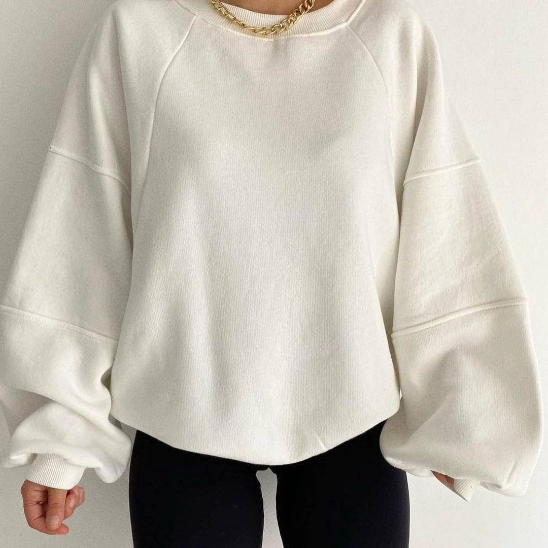 Ny rundhalset strikket langærmet ren sweater til kvinder