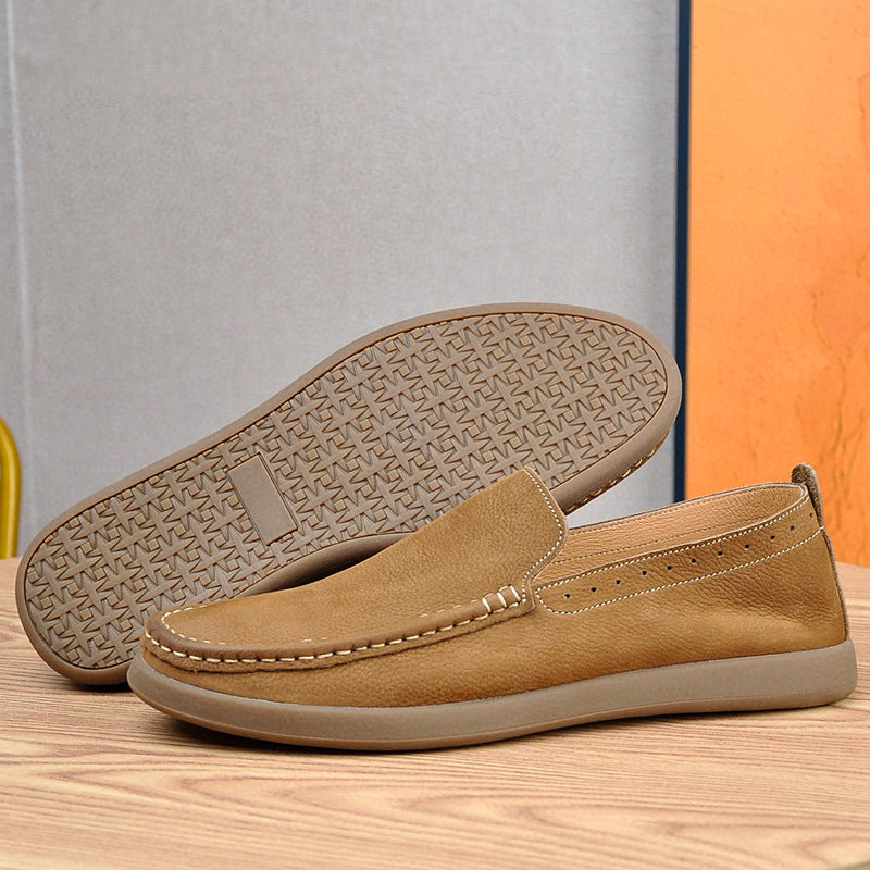 Mens Casual Breathable Soft Leather Shoes