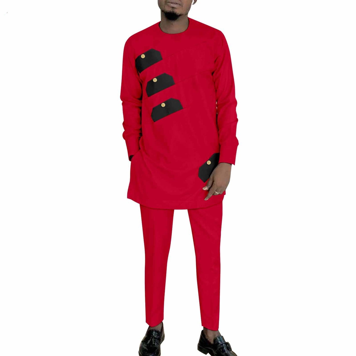Ethnic Print Batik Cotton Men Leisure Set