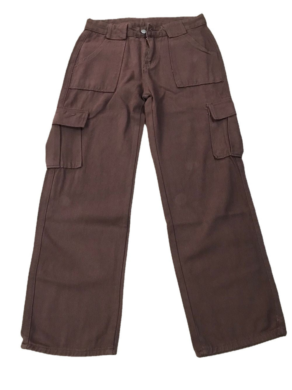 Damebukser Ensfarvet Lommesyning Basic Afslappet Løse Mellemhøje Jeans