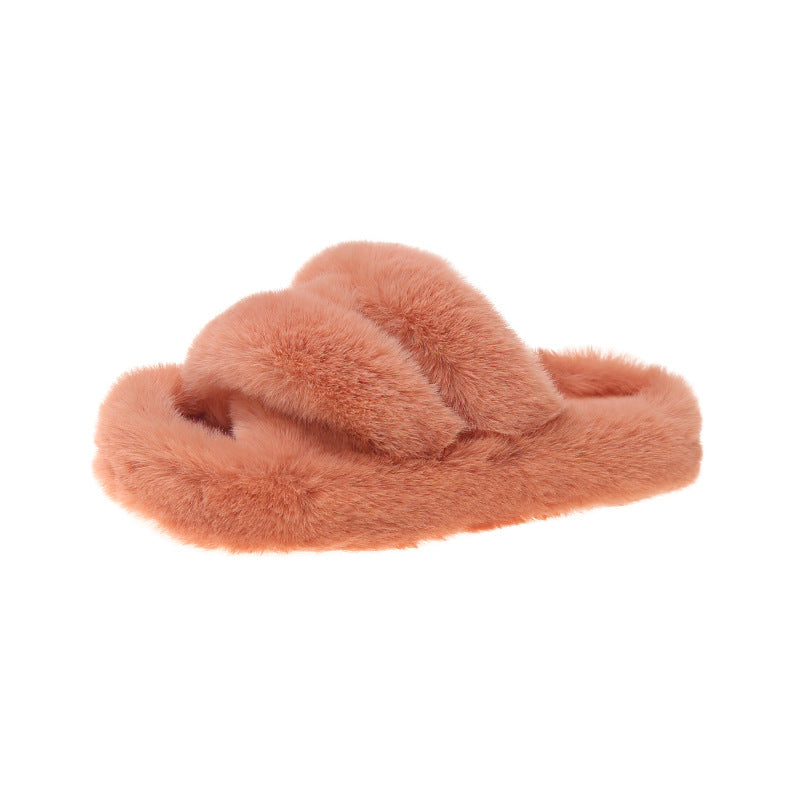 Plus Size Slippers Women's Outer Wear Thick Bottom Three Bars Cross