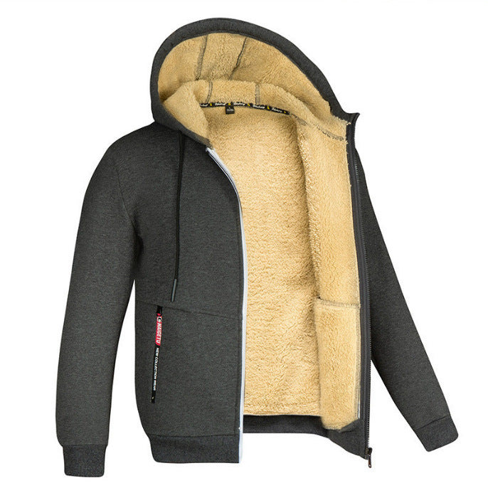Lamb Fleece Thickened Sports Casual Thickened Hooded Jacket