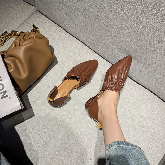 First Layer Cowhide Toe Cap Hollowed Sandals Women