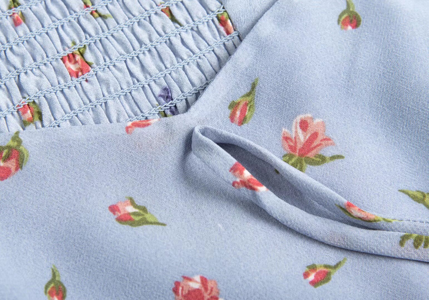 Printed Regal-style Square-neck Tie-front Slim-fit Short-sleeve Shirt