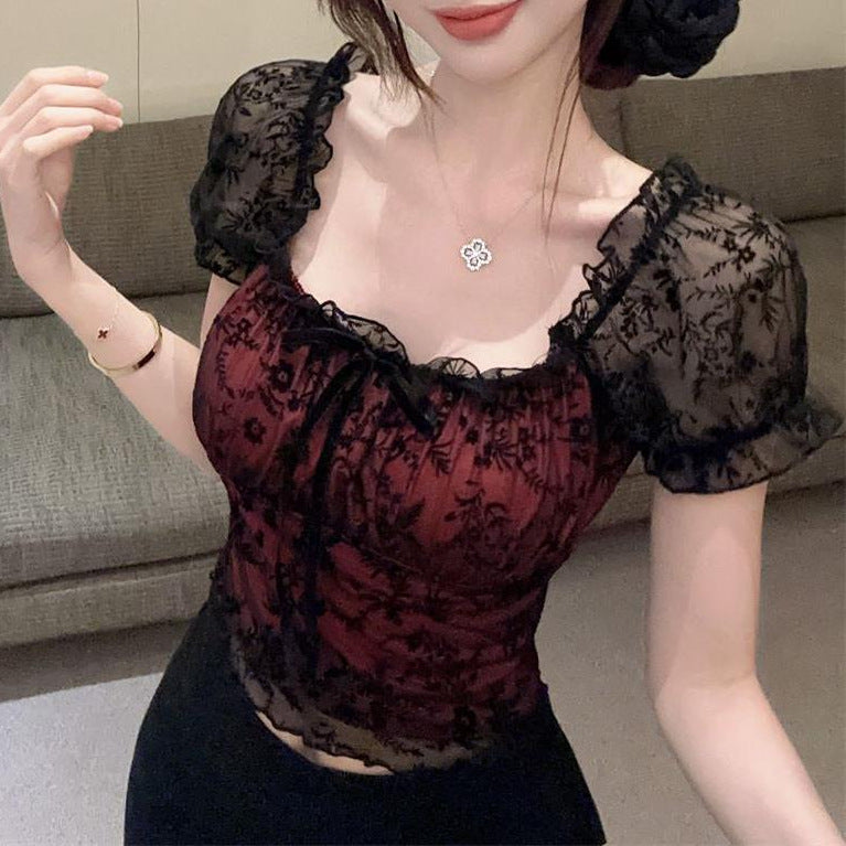 Sultry, Fashion-forward Lace Off-shoulder Top With A Delicate Bow Detail