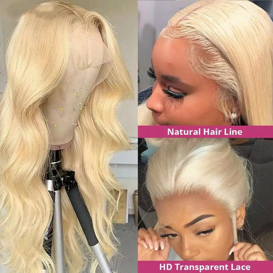 Front Lace Long Fiber Wig Light Gold Big Wave
