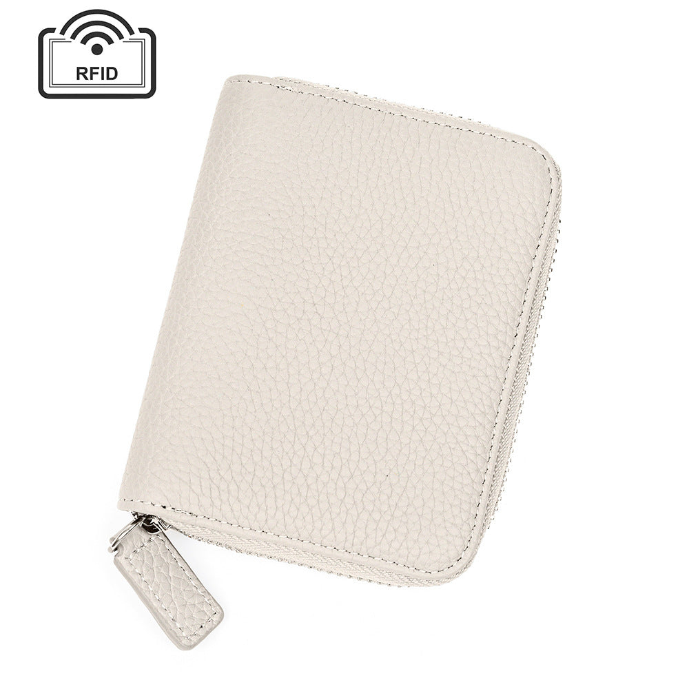 Leather Ins Organ Card Bag Rfid Anti-theft Zipper