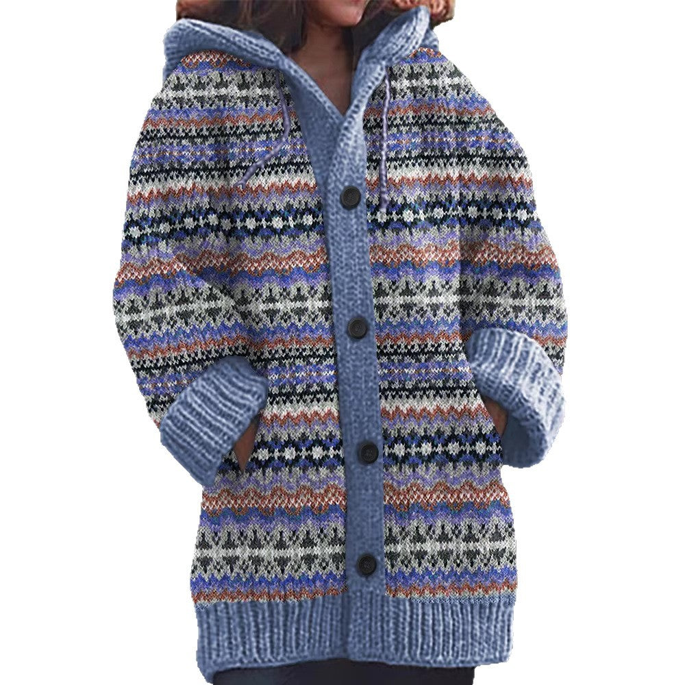 Womens Casual Cape Jacket With Abstract 3D Christmas Print