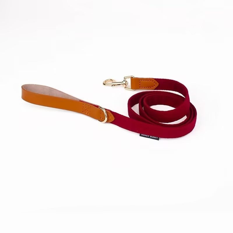 Dog Lettering Leather Bowknot Collar Hand Holding Rope