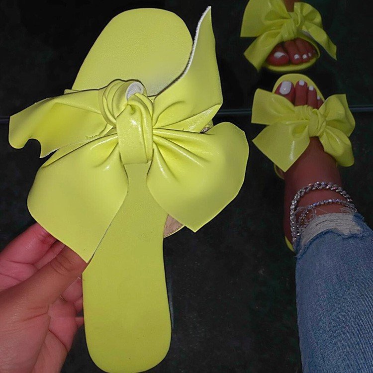 Flat-bottomed Large Size Casual Bowknot Water Breathable One-line Beach Slippers