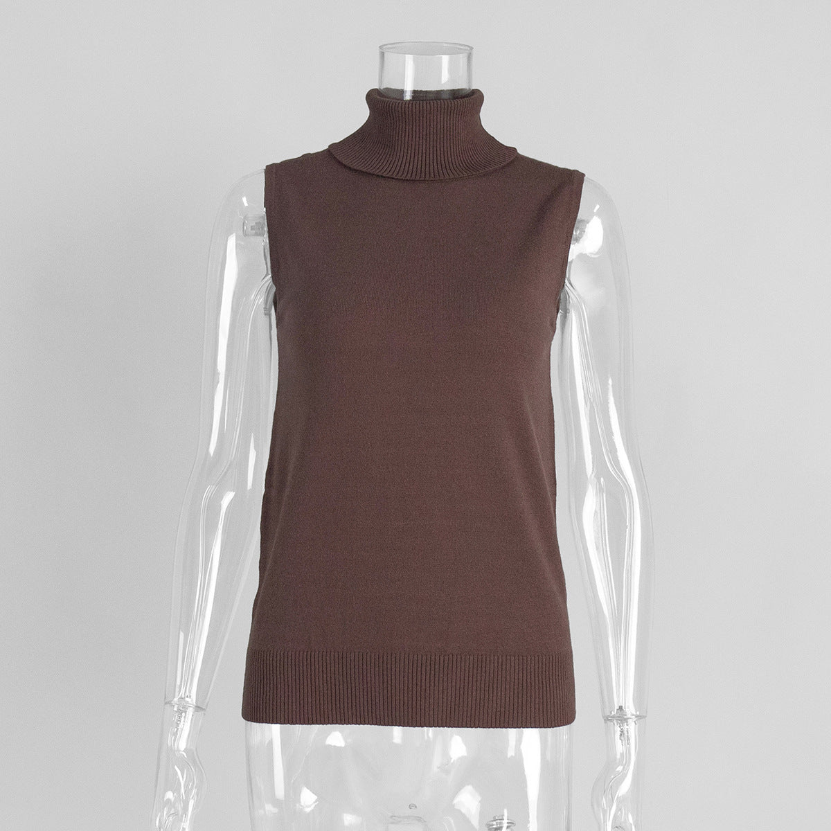 Womens Turtleneck Sleeveless Base Layer Top Sweater Cardigan Set