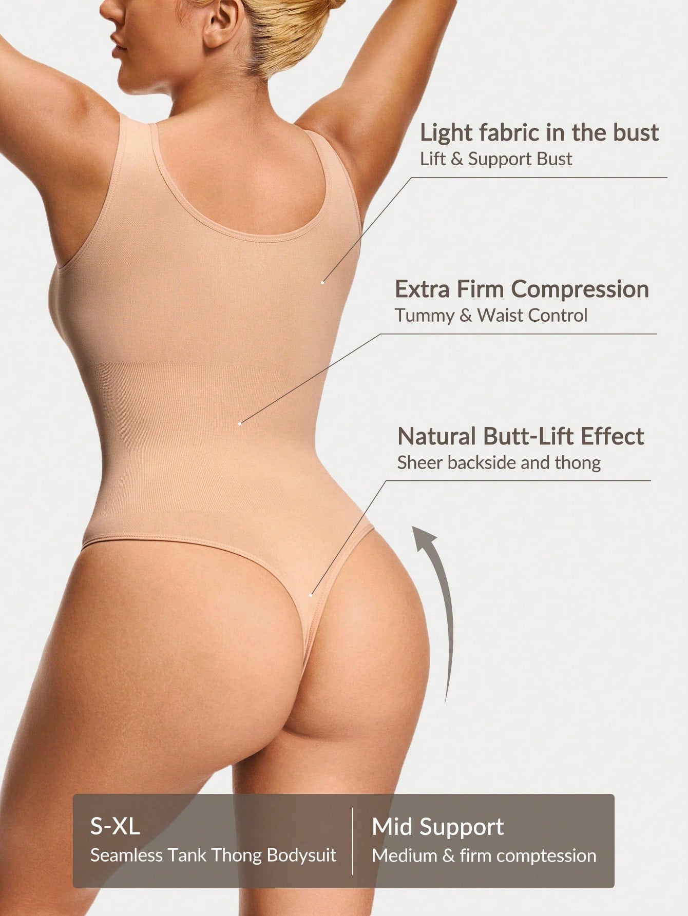 Women's Firm Control Tank Bodysuit - Bust Support & Tummy Butt Contour